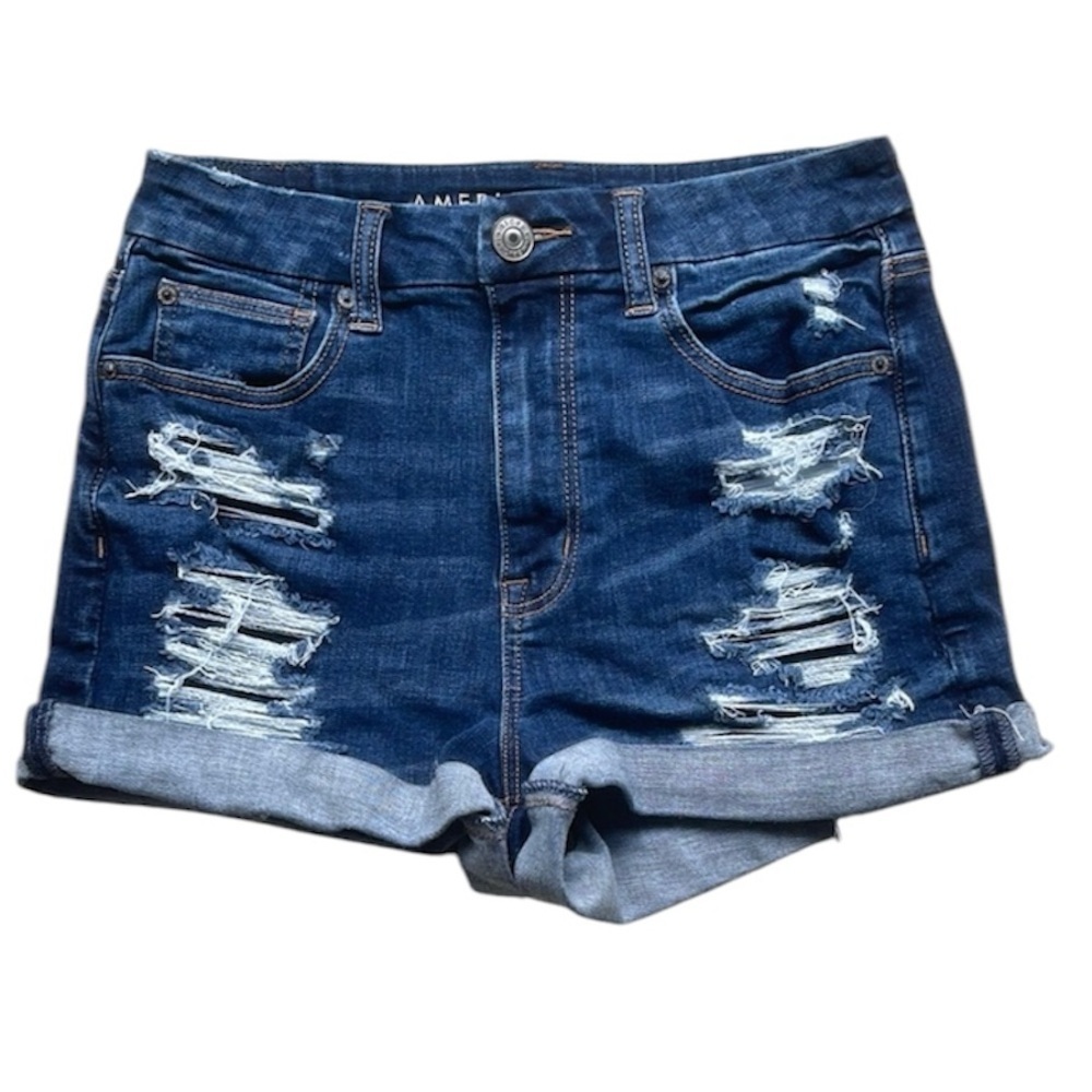 American Eagle Women’s Curvy Hi-Rise Distressed Denim Shorts Size 6